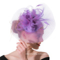 New Creative Design Violet Cambric Feather Sinamay Fascinators With Hair Clip for Dancing Party Wedding
